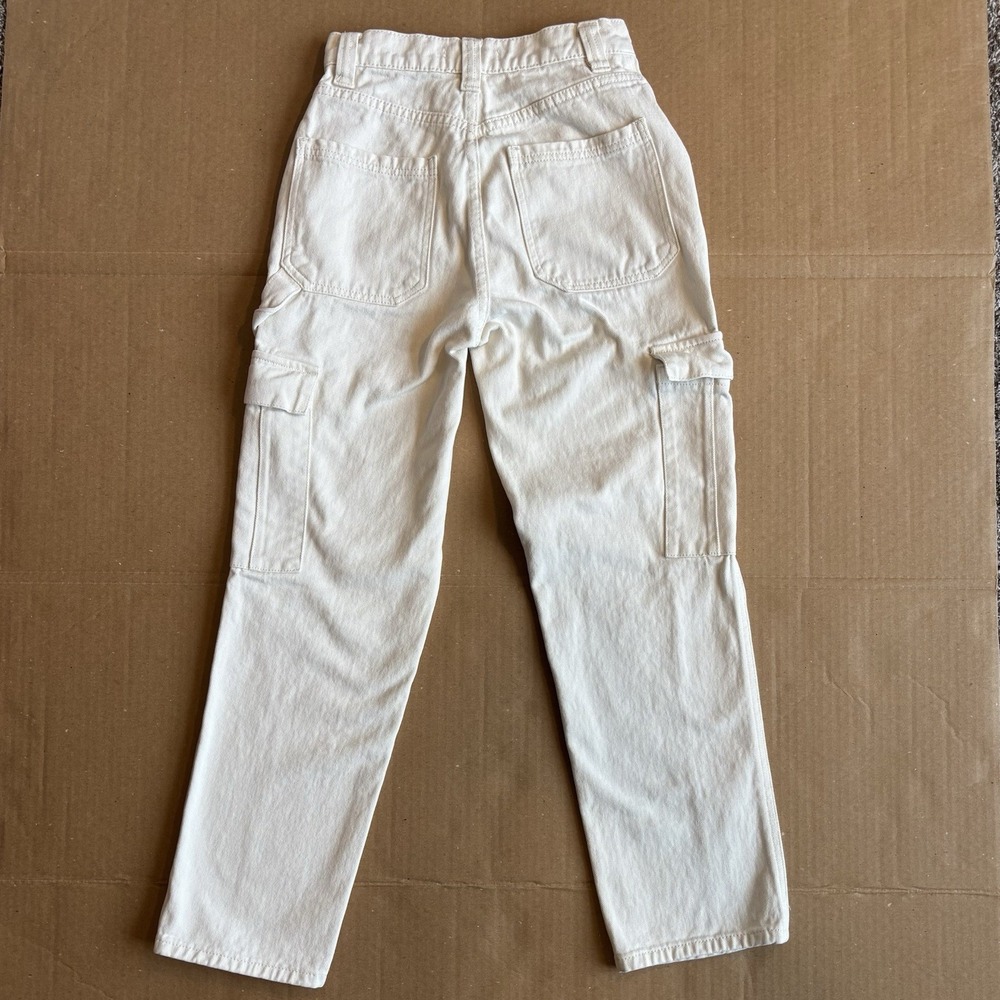 PacSun Off White Bone Cargo Utility Pants 100% Cotton High Rise Pockets Size 24 - Picture 2 of 15